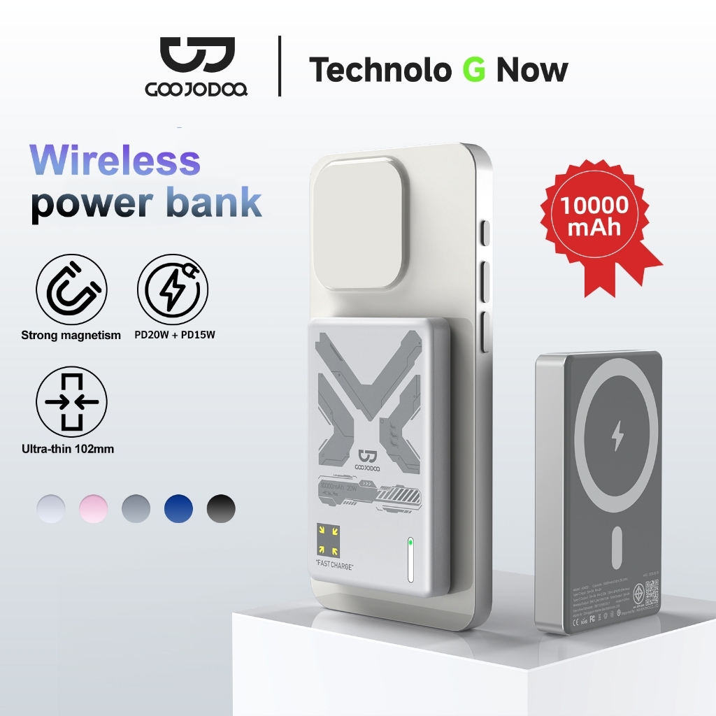 GOOJODOQ 5000mAh Portable Convenient Magnetic Wireless Charger Power Bank for Samsung Huawei Xiaomi