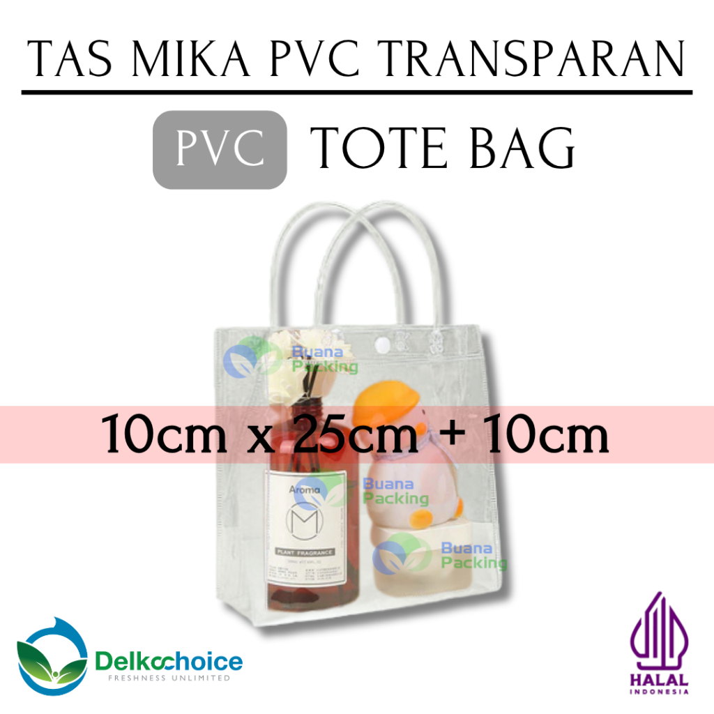 DELKOCHOICE TAS MIKA PVC | TOTE BAG | KANTONG GOODIE BAG | HAMPERS GIFT SOUVENIR BAG 10x25+10