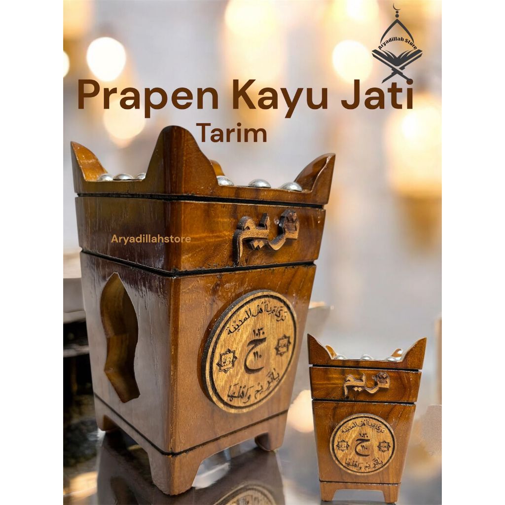 Prapen Mubkhara Kayu Jati Natural Glossy Prapen Tarim Prapen Kayu Jati Tempat Bakar Bukhur Antik Mur