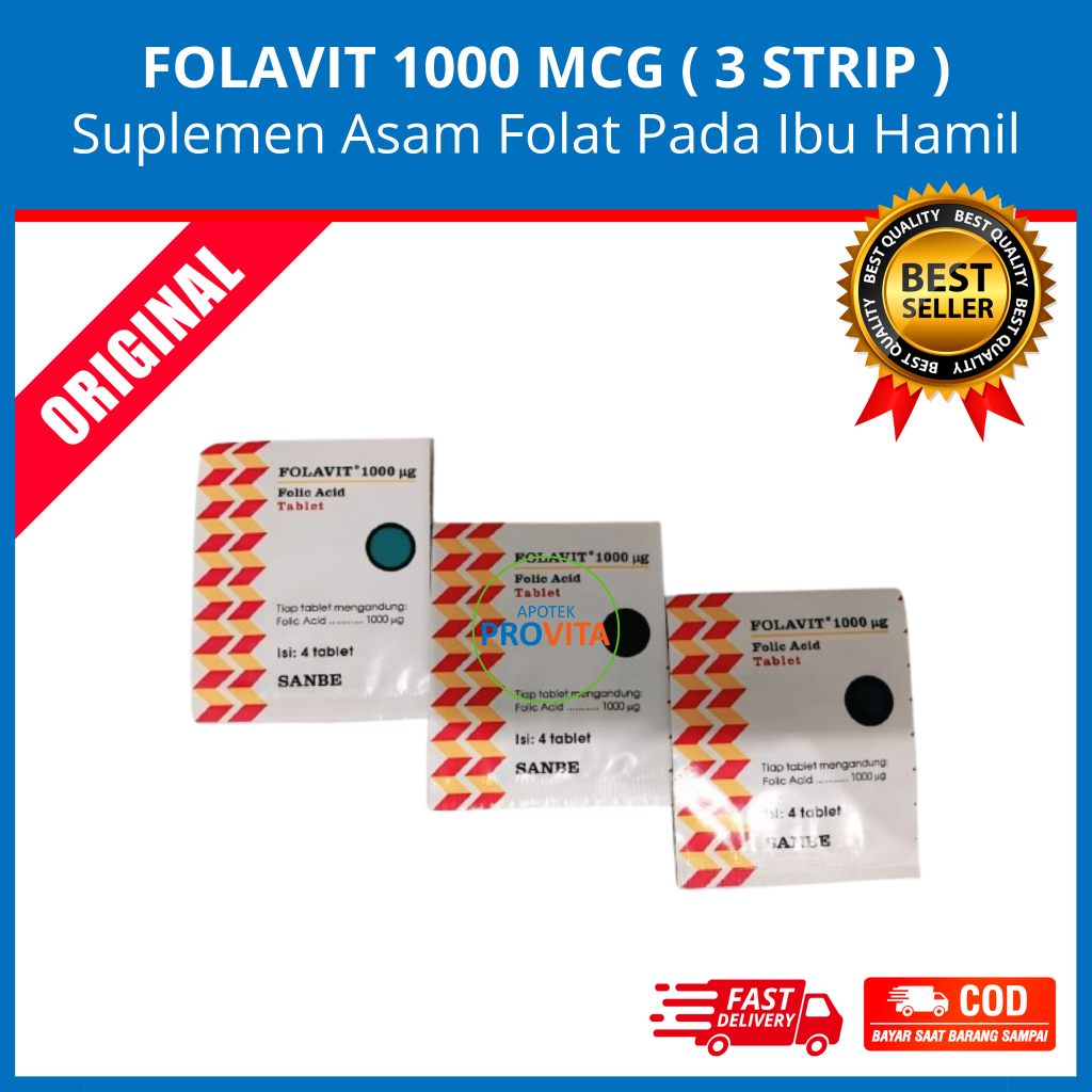 [PAKET HEMAT] FOLAVIT 1000 MCG ISI 3 STRIP - Suplemen Asam Folat Ibu Hamil & Promil