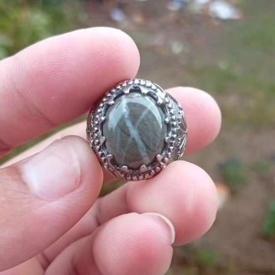 Natural cincin tapak jalak srigunting tembus senter size 8