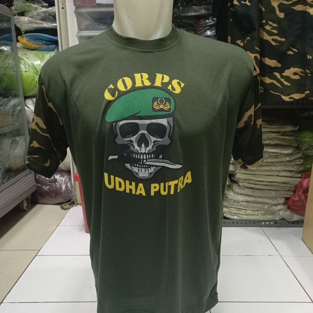 kaos loreng ppm logo tengkorak lengan pendek premium
