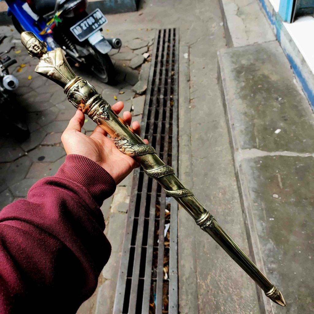 Tongkat Komando Model Soekarno Warna Emas Bahan Kuningan Sari Premium