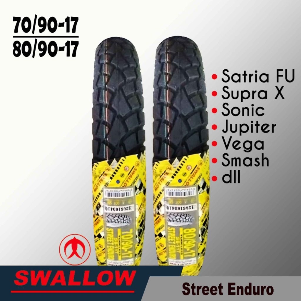 Ban luar motor merek swallow street Enduro  70/90-17  80/90-17  90/90-17  100/80-17  120/80-17 & 130