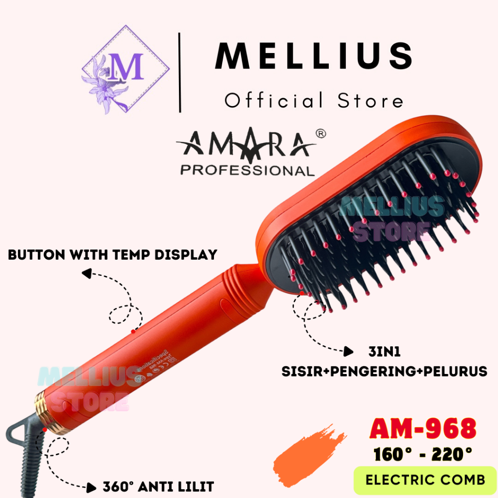 Amara Electric Comb AM-968 Sisir Elektrik Pengering Pelurus Rambut Hair Straigthener Hemat Listrik M