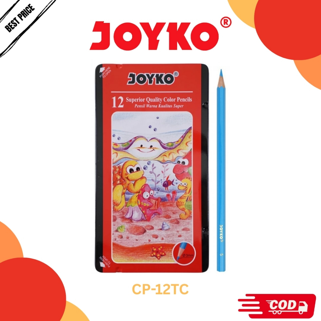 Joyko Pensil Warna CP-12TC Pensil 12 Warna Kemasan Kaleng