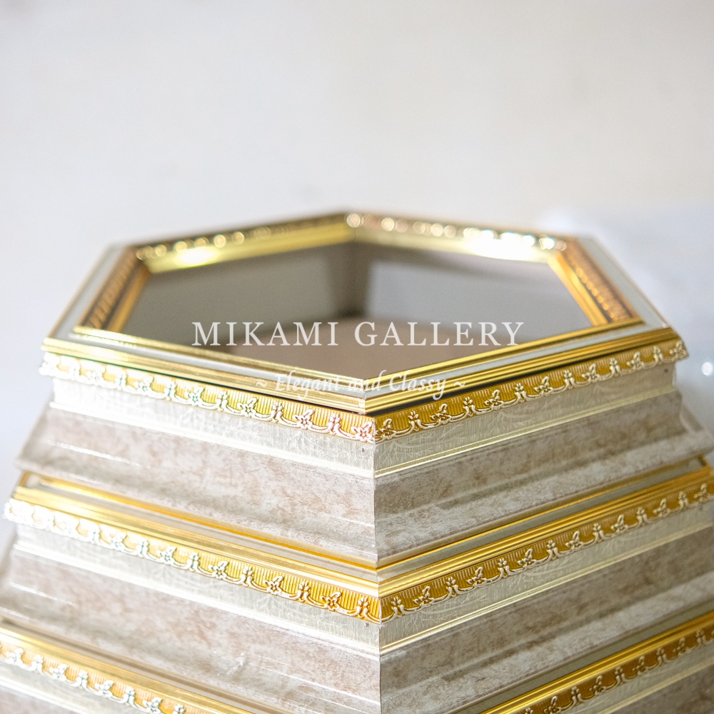 Kotak Hantaran Fiber Picasso Hexagonal  Double lis / Box Tray Akrilik Picasso /  Fiber Picasso Segie