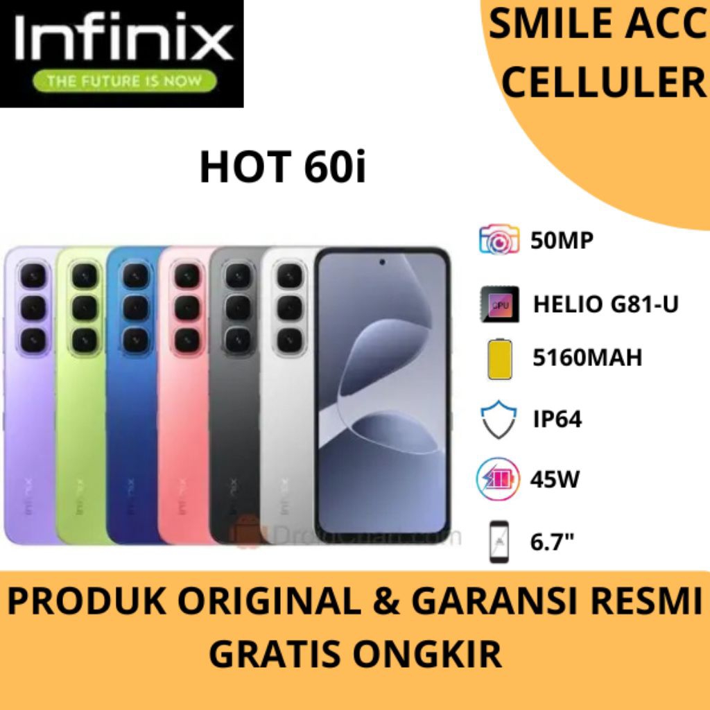 HANDPHONE INFINIX HOT 60i RAM 8/128GB GARANSI RESMI
