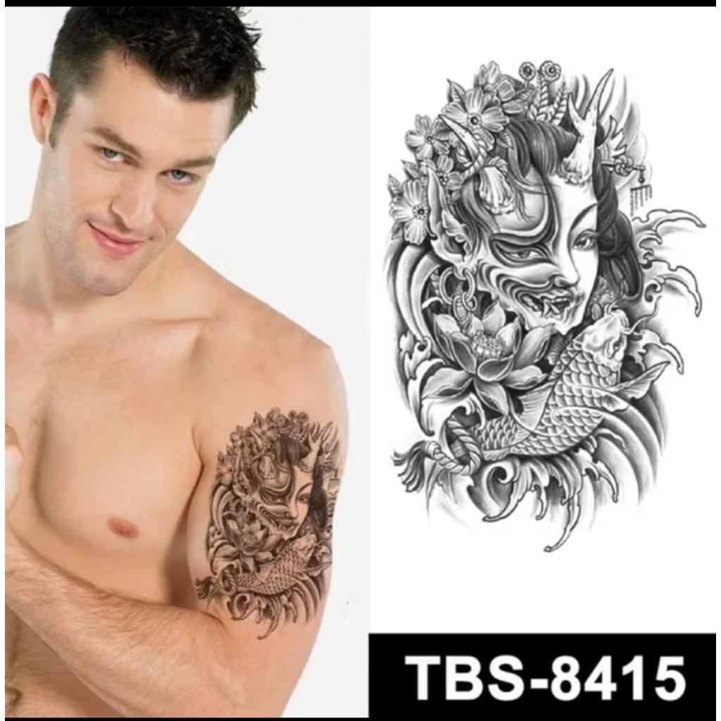 COD | Tatto temporer TBS 8415 iblis size 20x14 stiker tatto temporary tubuh tangan lengan punggung d