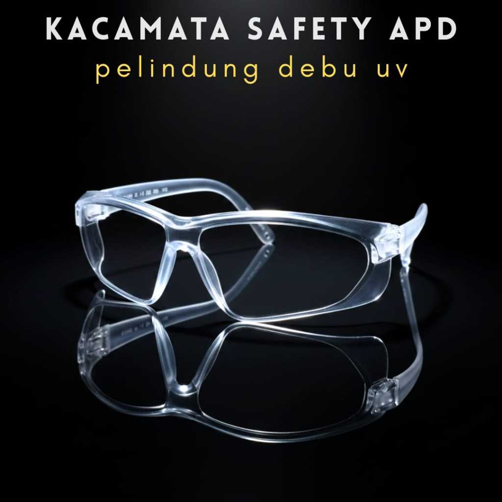 Kacamata safety APD anti kuman/virus kaca bening sport rapat bahan kokoh kacamata anti droplets pria