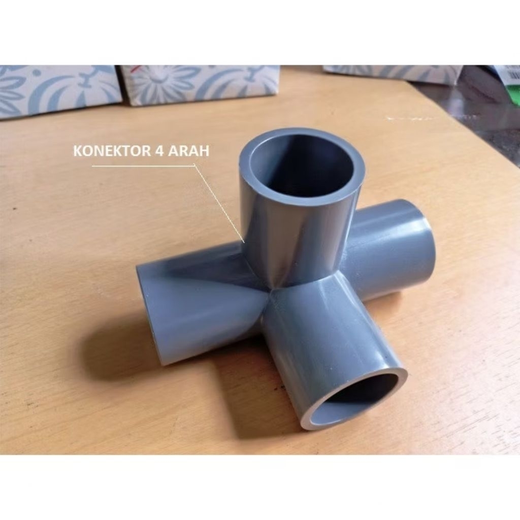 Konektor Pipa PVC 4 Arah / Sambungan Pipa PVC T Joint Silang 4 Way  ukuran 1inch– Fitting Pipa Serba