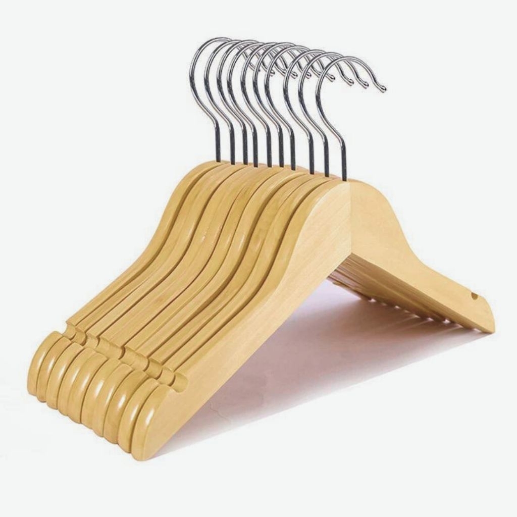 Hanger Kayu Anak  Murah Aesthetic Lusinan | Gantungan Baju Anak Tebal Dan Kuat