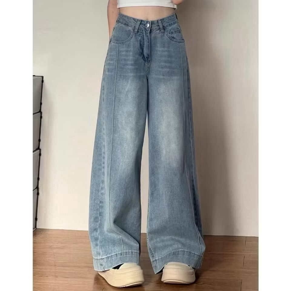 Menora - New Biru Kekinian Highwaist Kulot Loose Celana Wide Leg Jeans Wanita Premium Korea Style