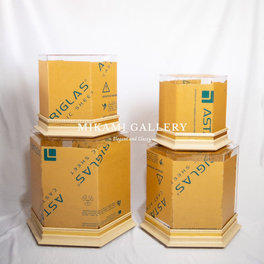 Hantaran Akrilik Segienam / Kotak Akrilik Hexagonal / Akrilik Hexagonal / Baki Picasso Fullset