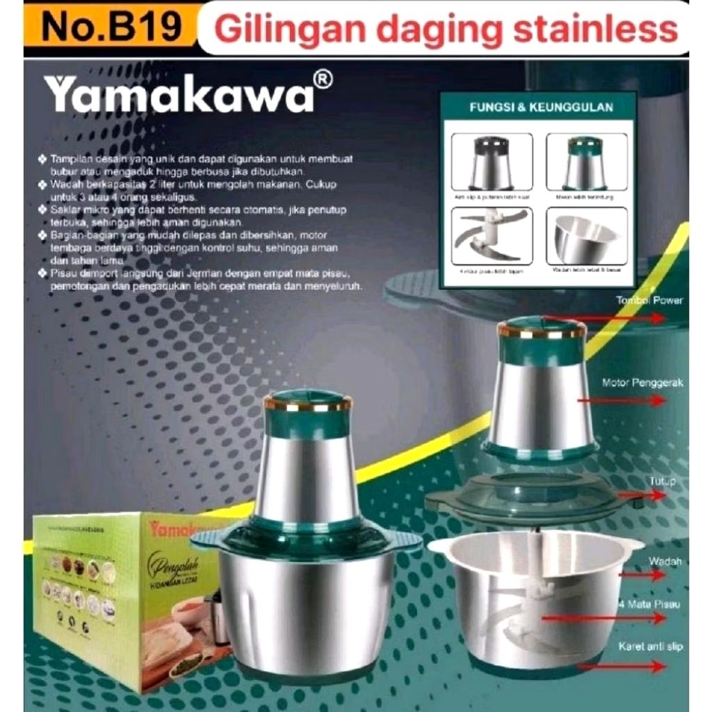 BLENDER CHOPPER YAMAKAWA 2 LTR / GILINGAN DAGING / CHOPPER DAGING YAMAKAWA