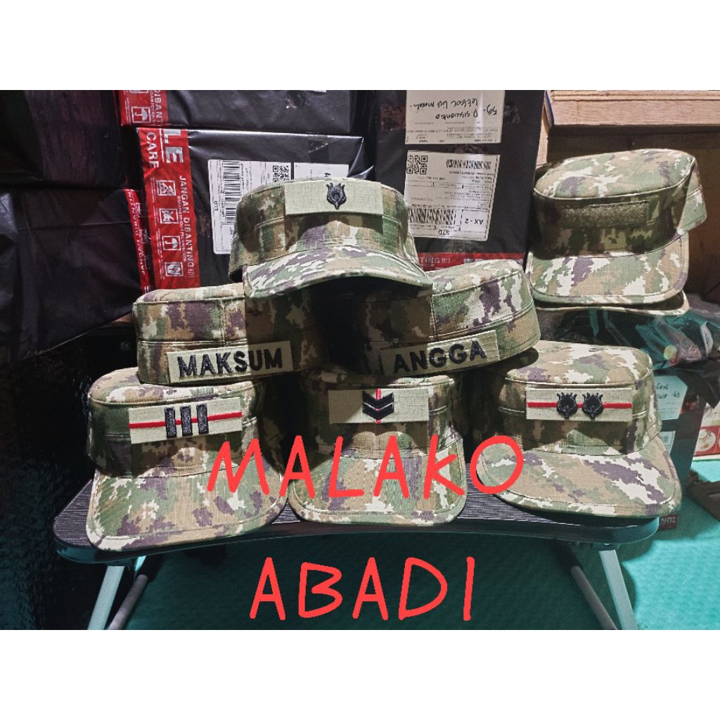 Mantulbee Topi Pet Pdl Tni Loreng Nkri ( ), Topi Komando Tni Loreng Nkri ( Sage Green )