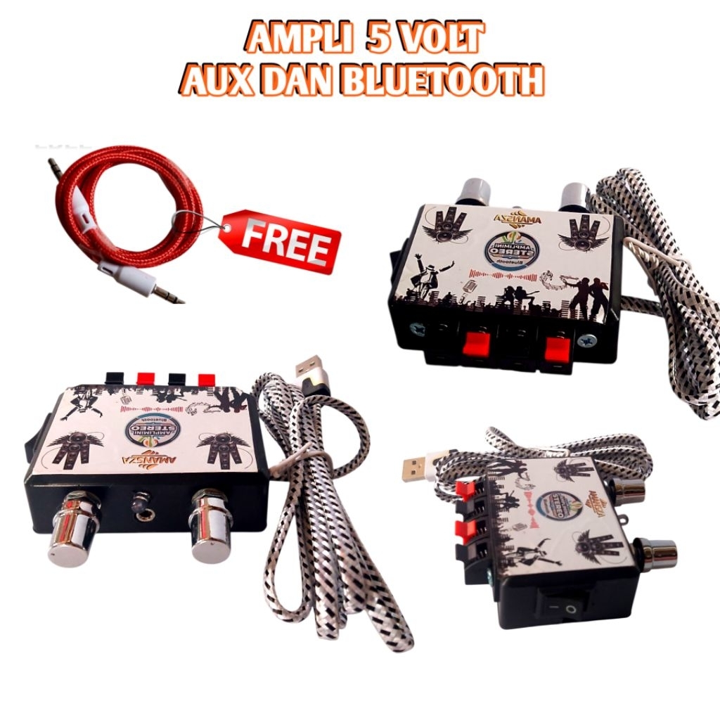 Ampli Mini 5volt Bluetooth Dan Aux NgeBass Langsung Colok
