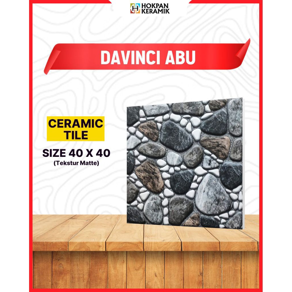 Lantai Keramik Motif Batu Alam Davinci Abu 40x40 - Hokpan Keramik