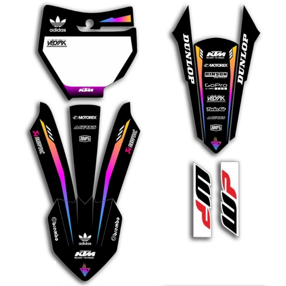 Decal Stiker Papan Nomor Spakbor Depan Belakang Arm Usd Ktm 85 Free Custom Nama Dan Nomor