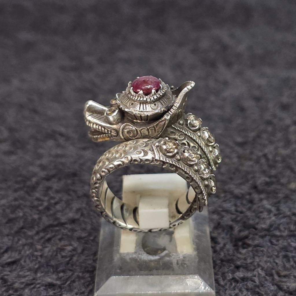 cincin ulan ulan naga raja / nogo sosro antik kuno perak ruby berlian asli