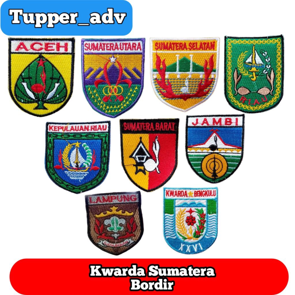 Bed Pramuka Kwarda Sumatera Bordir / Badge Kwarda Provinsi Sumatera / Kwarda Aceh / Kwarda Sumatera 