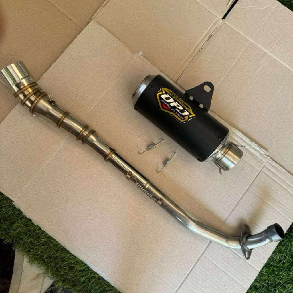 satu set knalpot Dpj gp1 BLACK COTING & STANLISH buat motor bebek leher standar