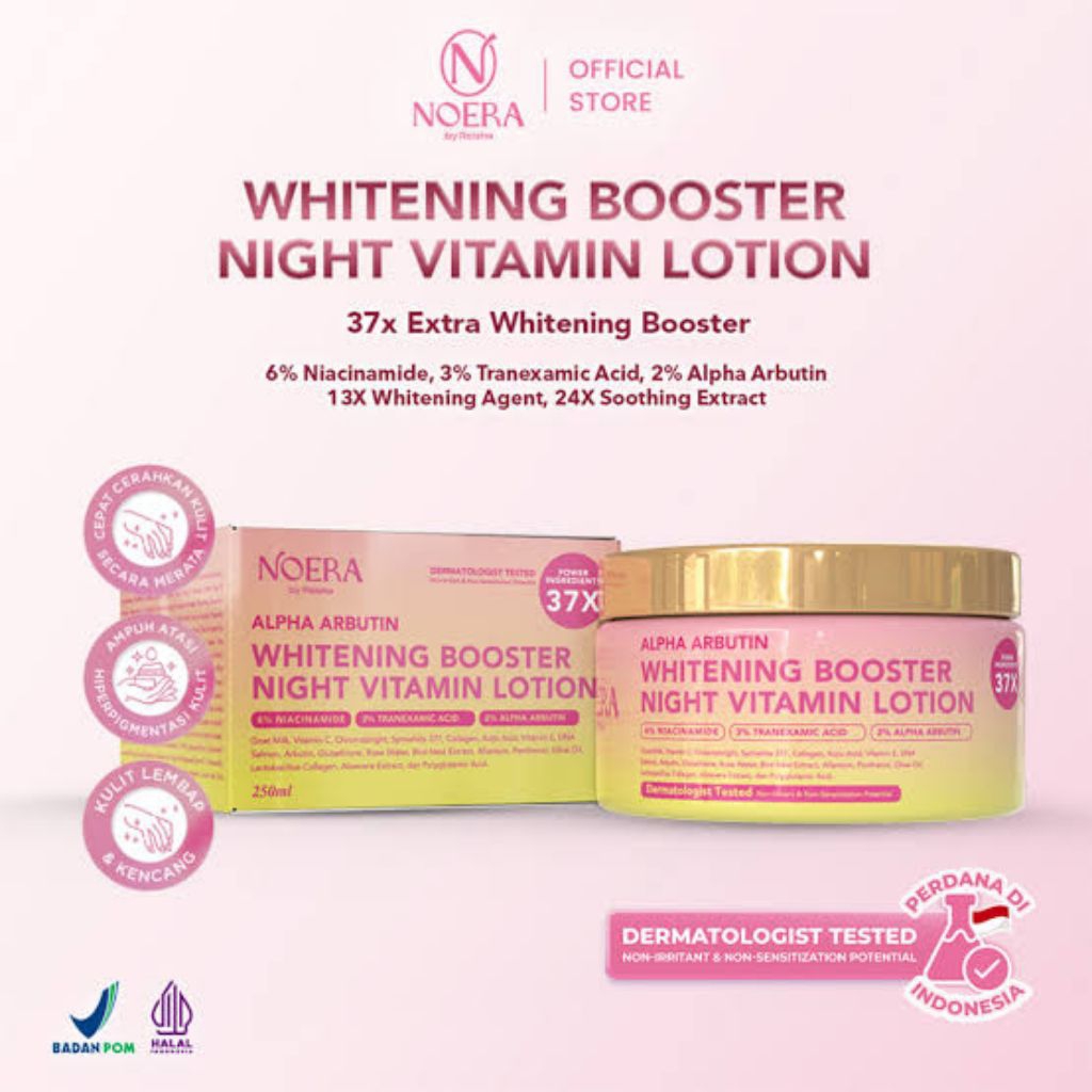 Noera Whitening Booster Night Vitamin Lotion | Lotion Pencerah Kulit | Whitening Booster