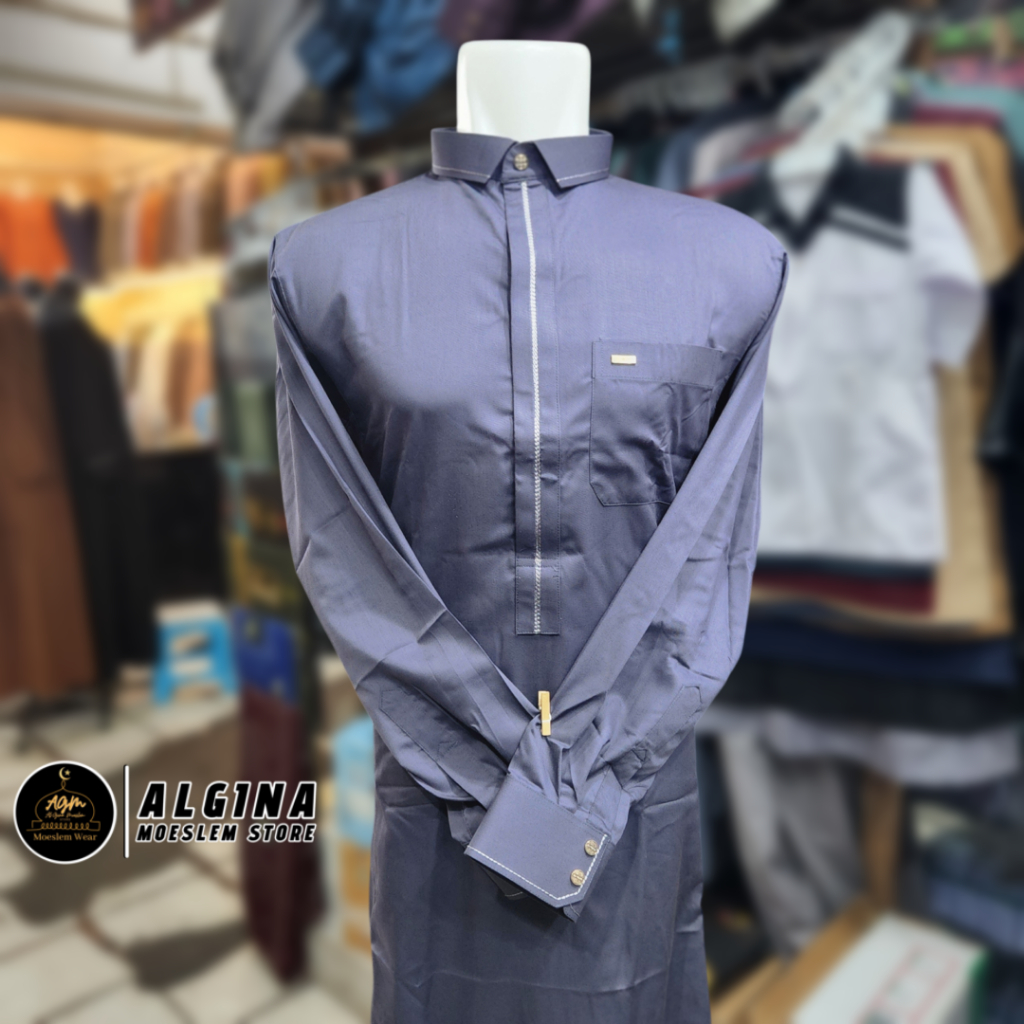Gamis Al Wafa Warna Resleting Lengan Panjang Manset Kancing Thailand | Jubah Muslim Pria Lengan Panj