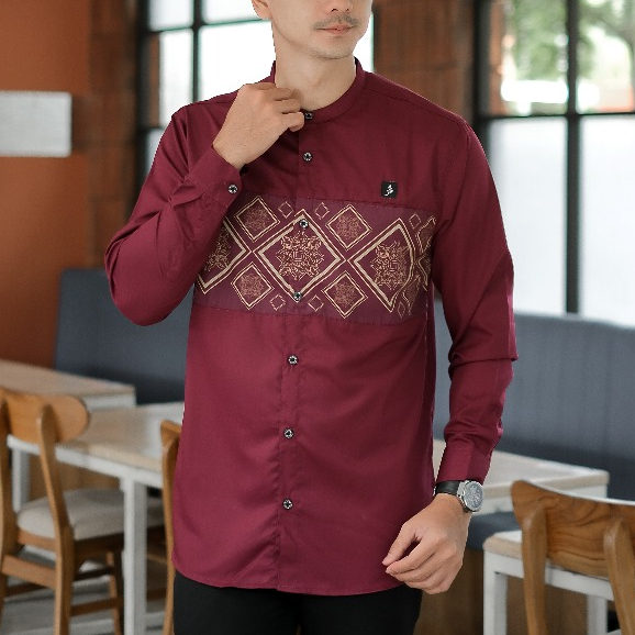 Alanza - Kemeja Koko Fawwaz - Burgundy