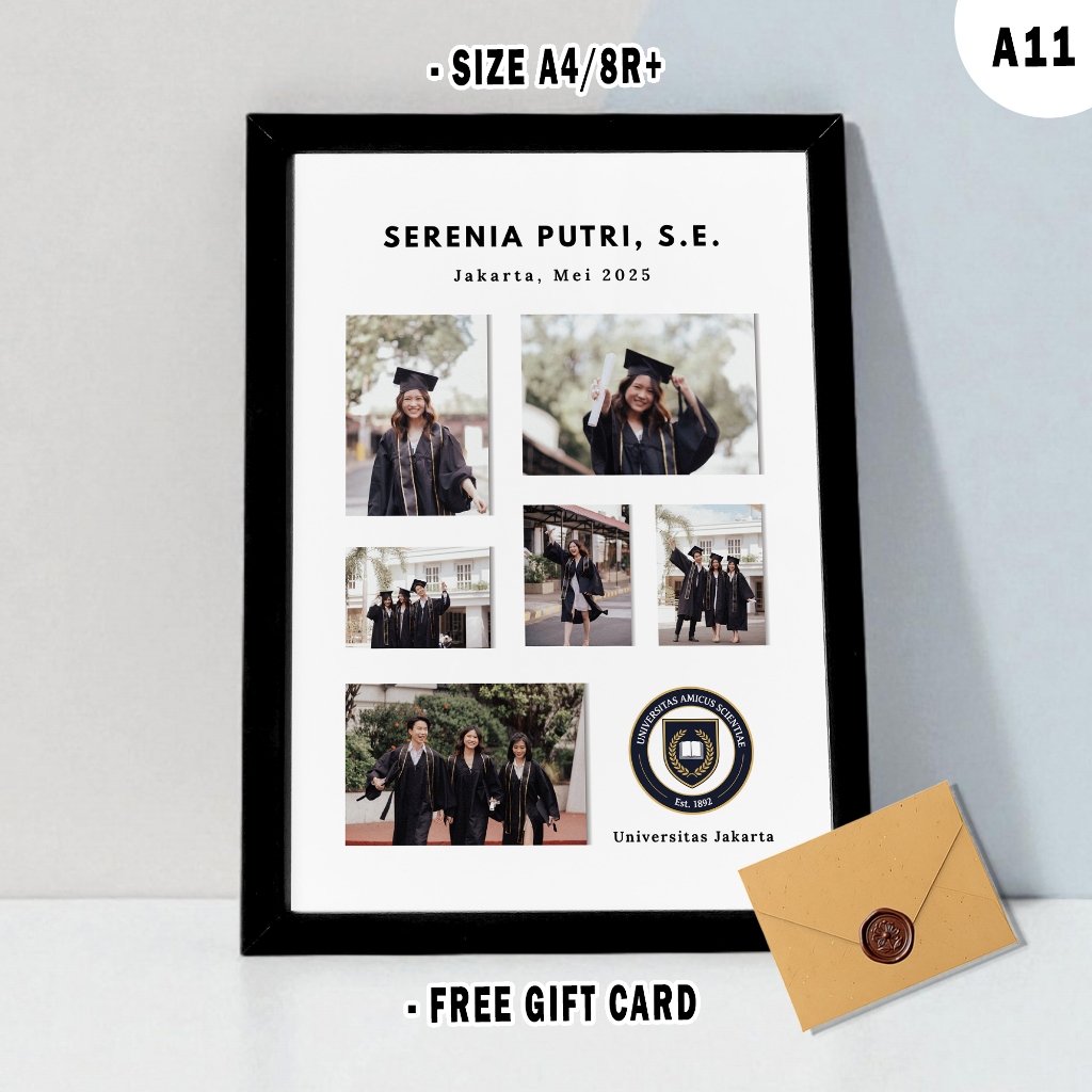 Kado Wisuda Custom Foto Frame Bingkai A4 Aesthetic | Memory Frame | Graduation Gift cewek cowok | Un