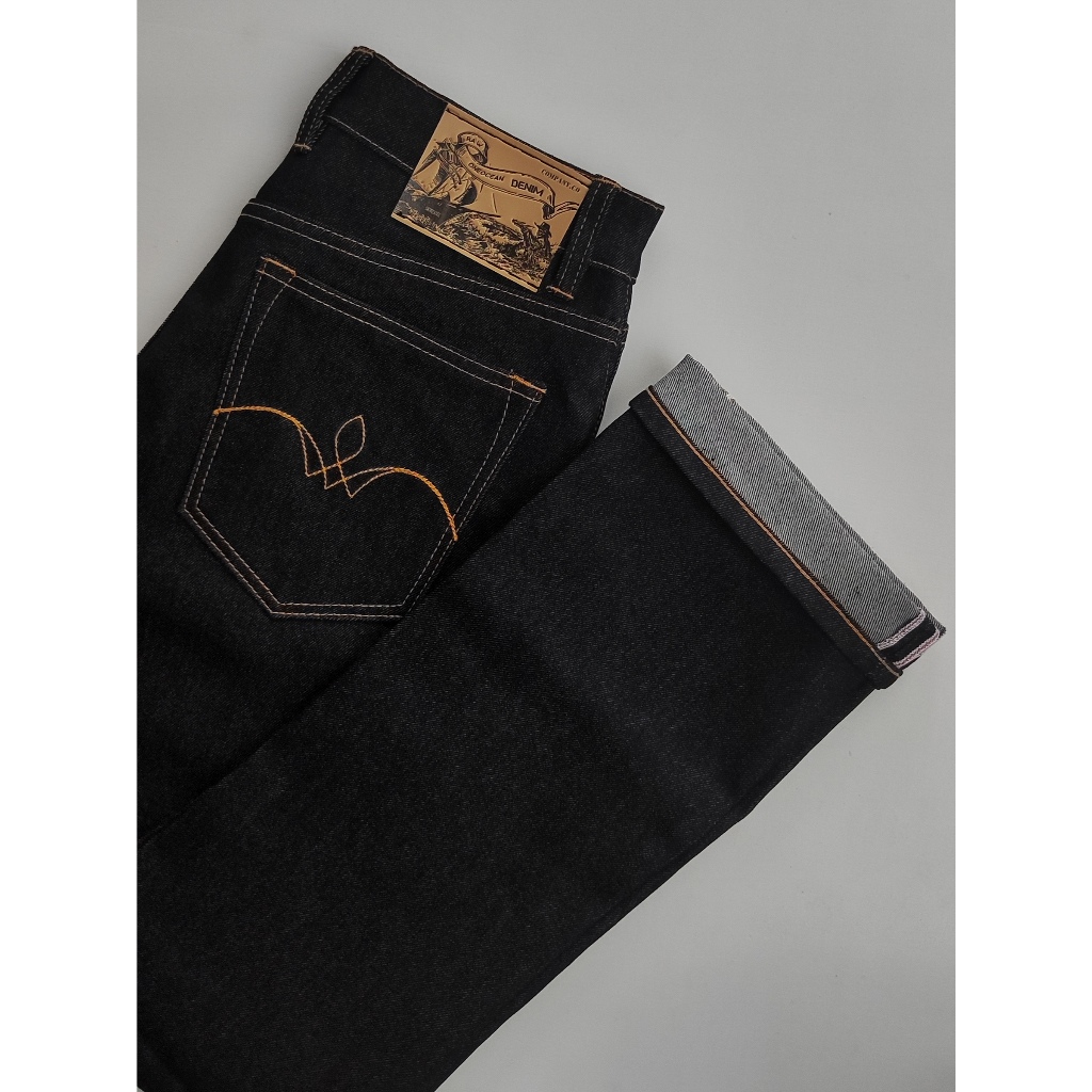 SELVEDGE deep gold VILLAGE FLOWERS x black indigo 14.oz PRO accent [ONE OCEAN DENIM]