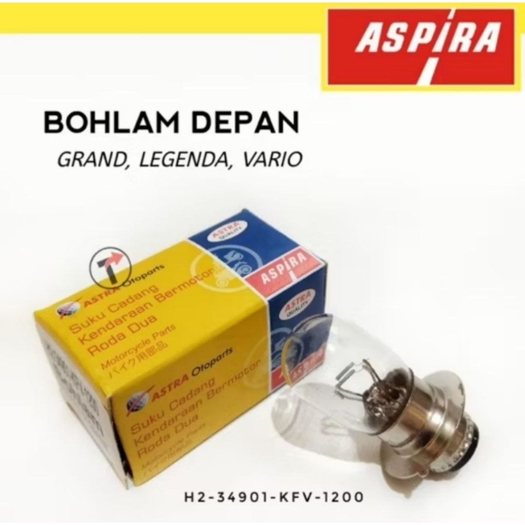 Aspira dop depan/Bohlam lampu depan motor Grand/Vario