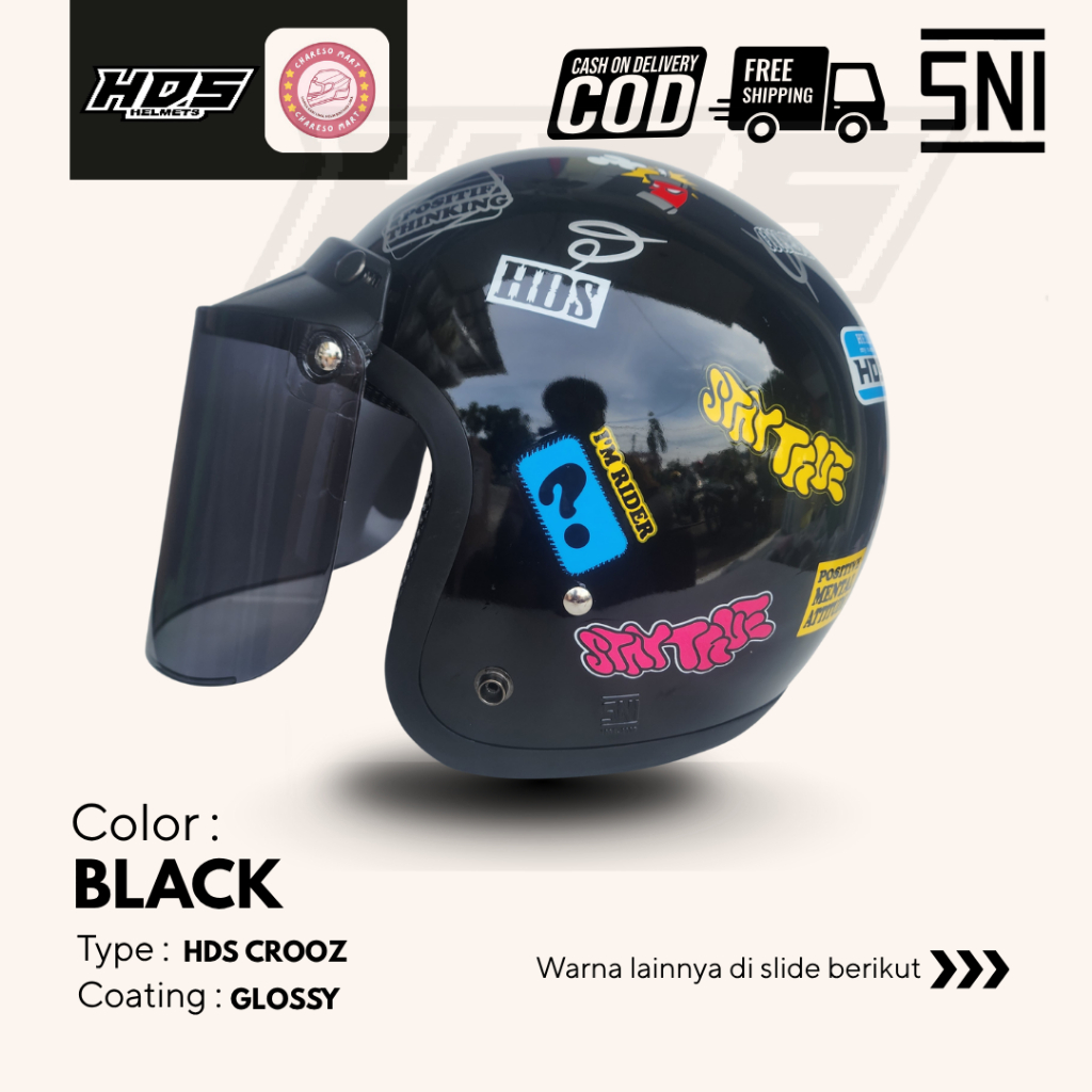 HDS HELMET - Helm Bogo Retro Classic Dewasa Original SNI - Pria Wanita Crooz Cepol Hijab Hijaber