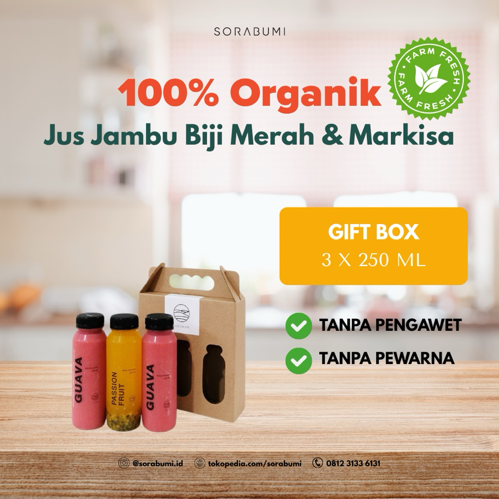 [250 ml] Box isi 3 Botol Jus Jambu & Jus Markisa Sorabumi
