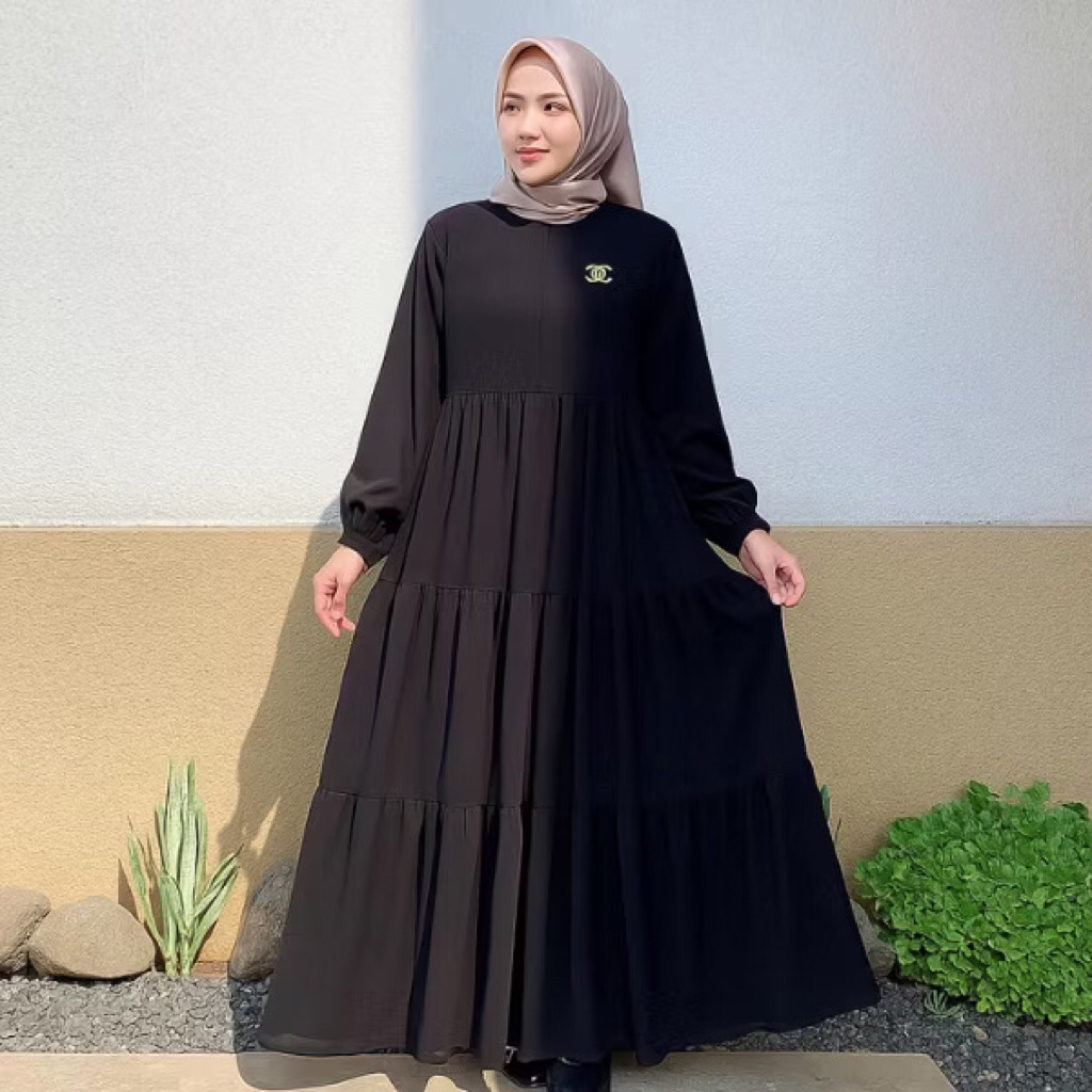 Gamis Ceruty Susun / Dress Ceruty Babydoll / Gamis Polos / Dress Wanita