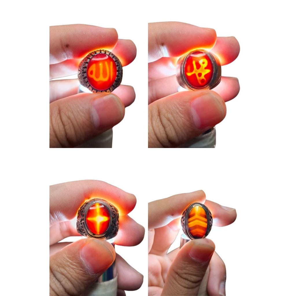 Batu Akik Yaman Wulung Natural Lafadz Junder Tapak Jalak Polos - Cincin Pria Ring Alpaka