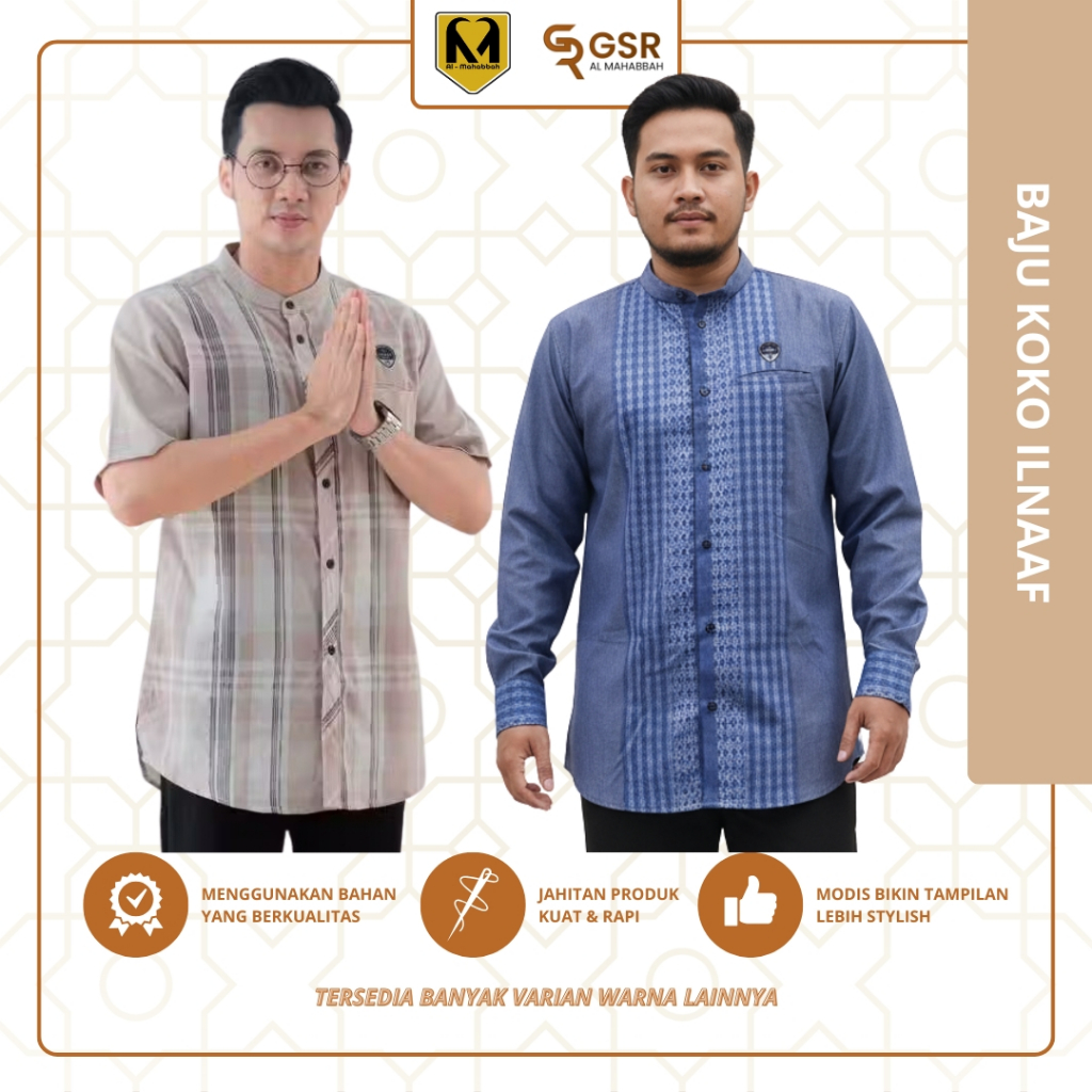 Baju Koko Pria Lengan Panjang Pendek Ilnaaf Bahan Toyobo Fodu