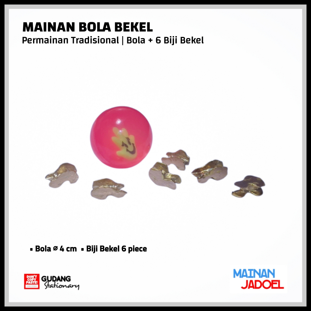 Mainan Tradisional Bola Bekel | Bola Jumbo 4 cm + 6 Biji Bekel | Permainan Jadul