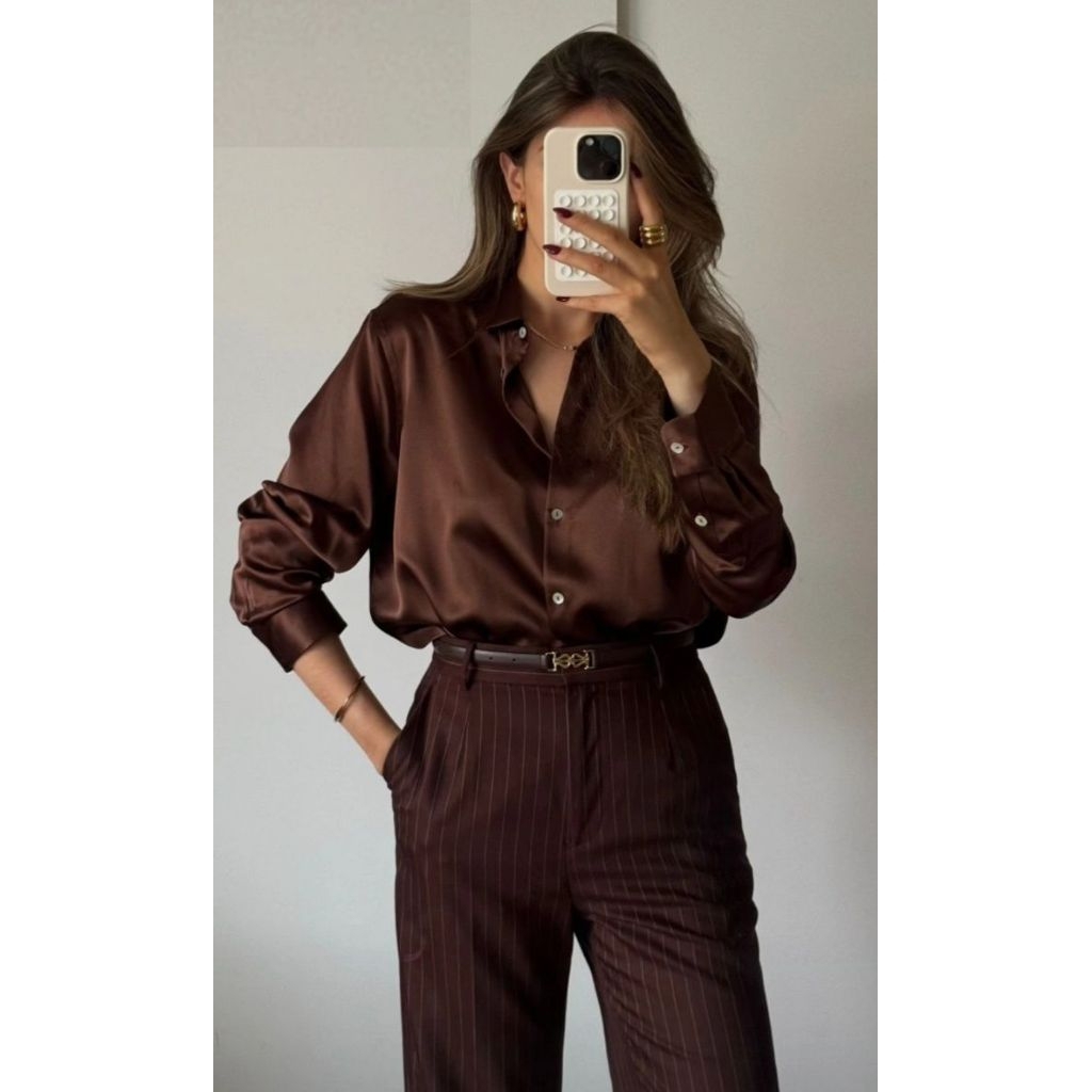 NARA SHIRT / SATIN SHIRT/ kemeja satin / kemeja basic simple dan elegan