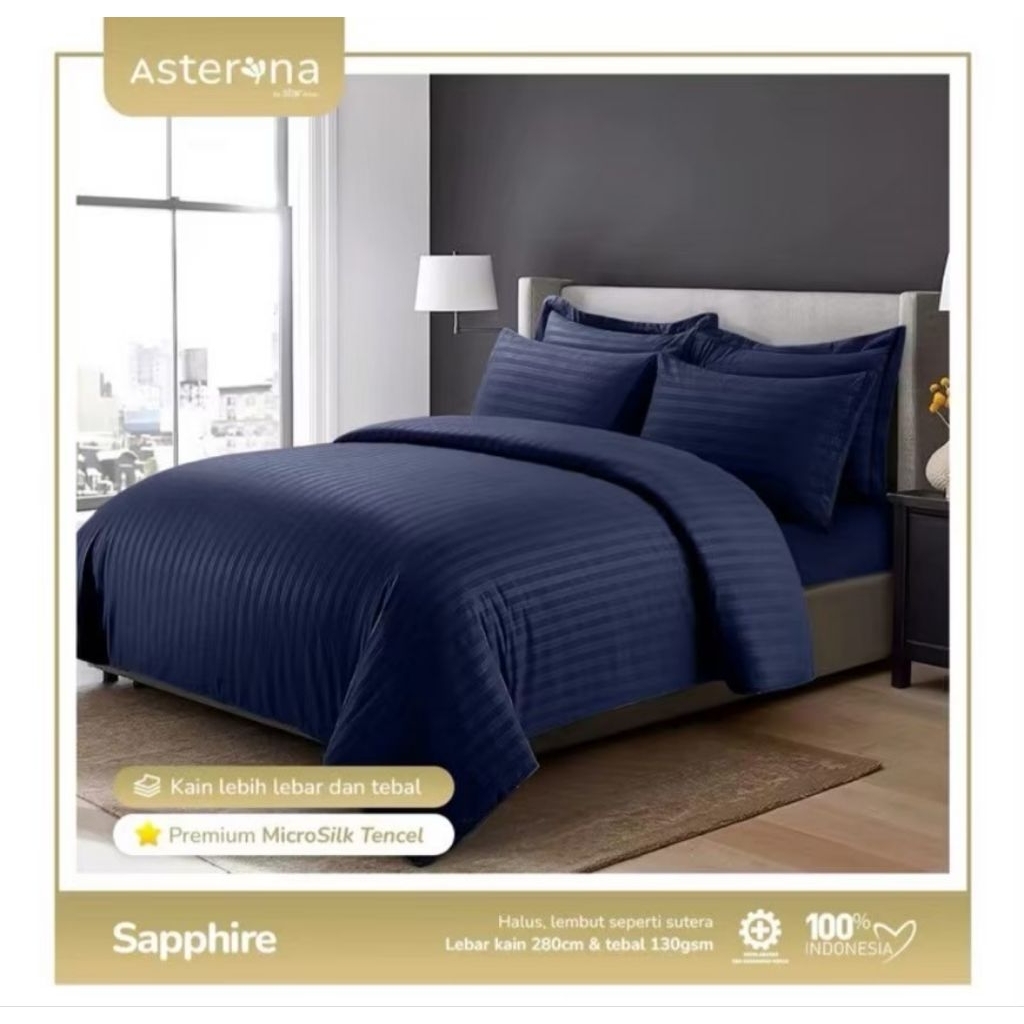 fitted sheet | sprei set only | mixcro tencel pasta salur-sapphire