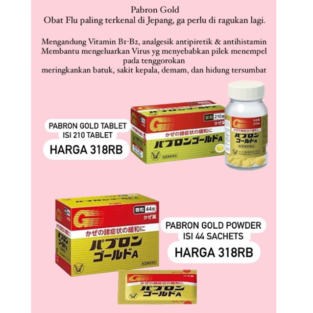 Pabron Gold Tablet / Pabron Gold Bubuk Sachet / Pabron S Alpha Japan Powder Puyere