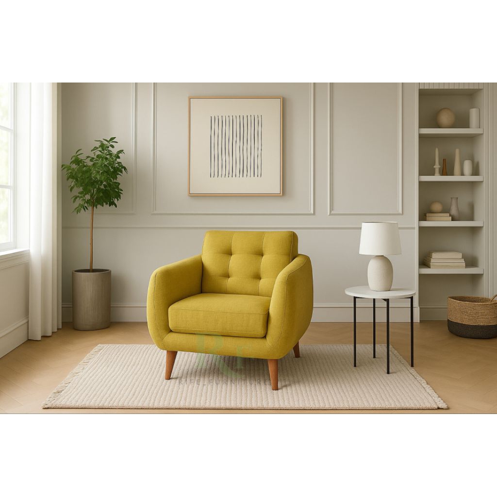 Sofa single gold / Sofa 1 seater / Kursi sofa 1 dudukan gold