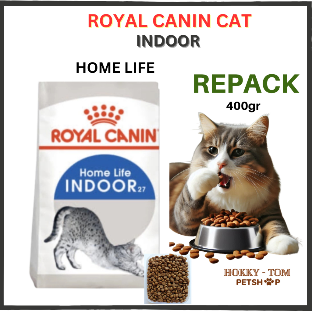 Royal Canin Indoor home life repack 400gr makanan kucing kering repack 400 gr