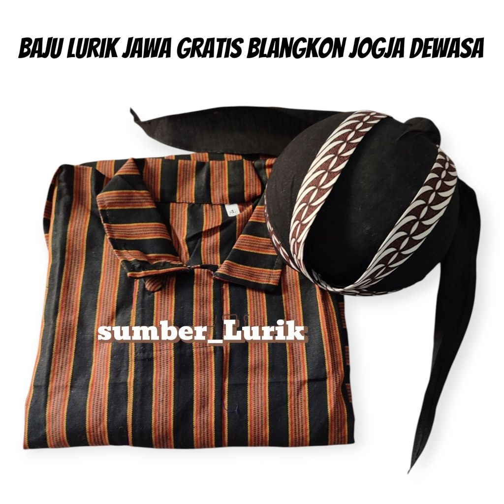 Baju Lurik Jawa Gratis Blangkon jogja dewasa - baju lurik jawa pria