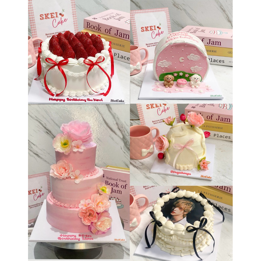 BISA H-1 korean cake birthday kue ulang tahun aestetic custom cake tangerang vintage cake