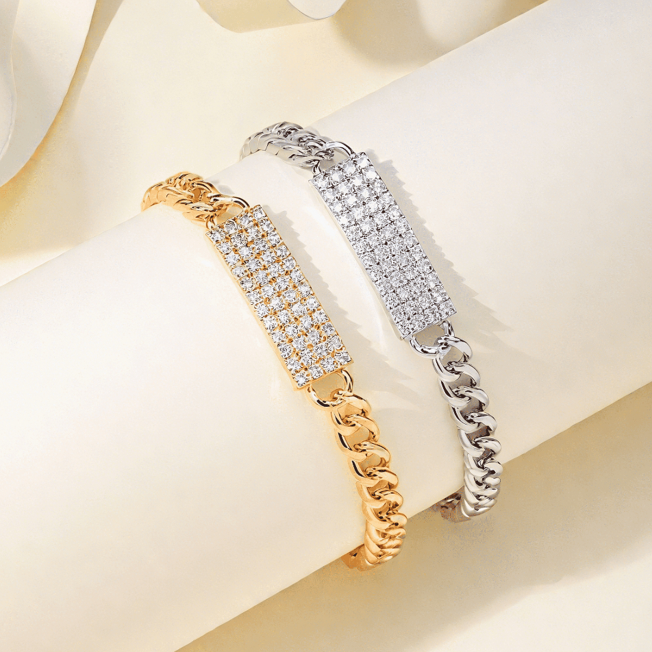 Gelang Rantai Wanita Emas Perak Zircon Elegan