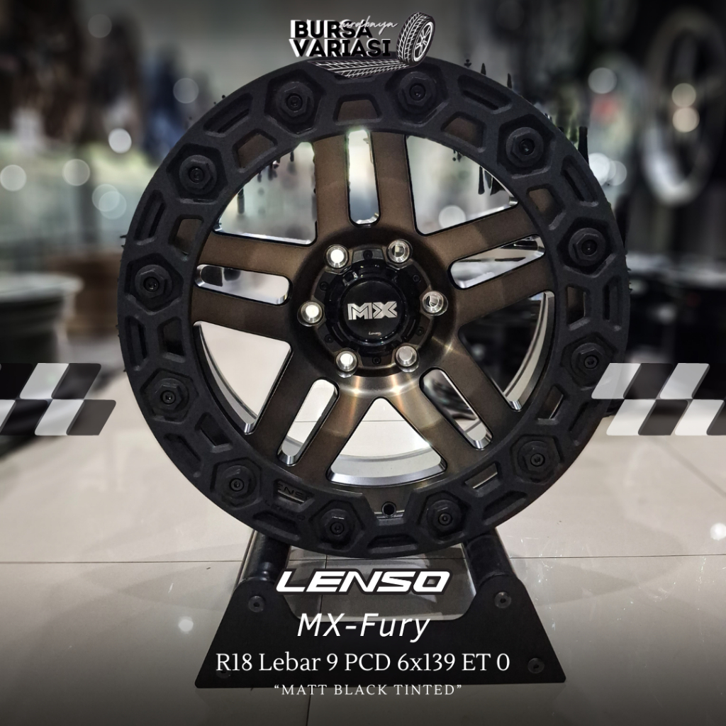 Velg Mobil R18x9 Pcd 6x139 ET 0 Lenso MX-Fury - Matt Black Tinted.Velg Pajero, Fortuner, Hilux