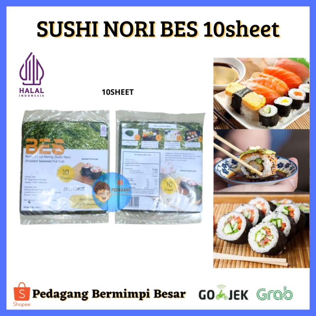 [PBB] Sushi Nori BES 10Sheet / Nori Sushi 10 Lembar / Rumput Laut Sushi / Nori Sheet Sushi / Seaweed