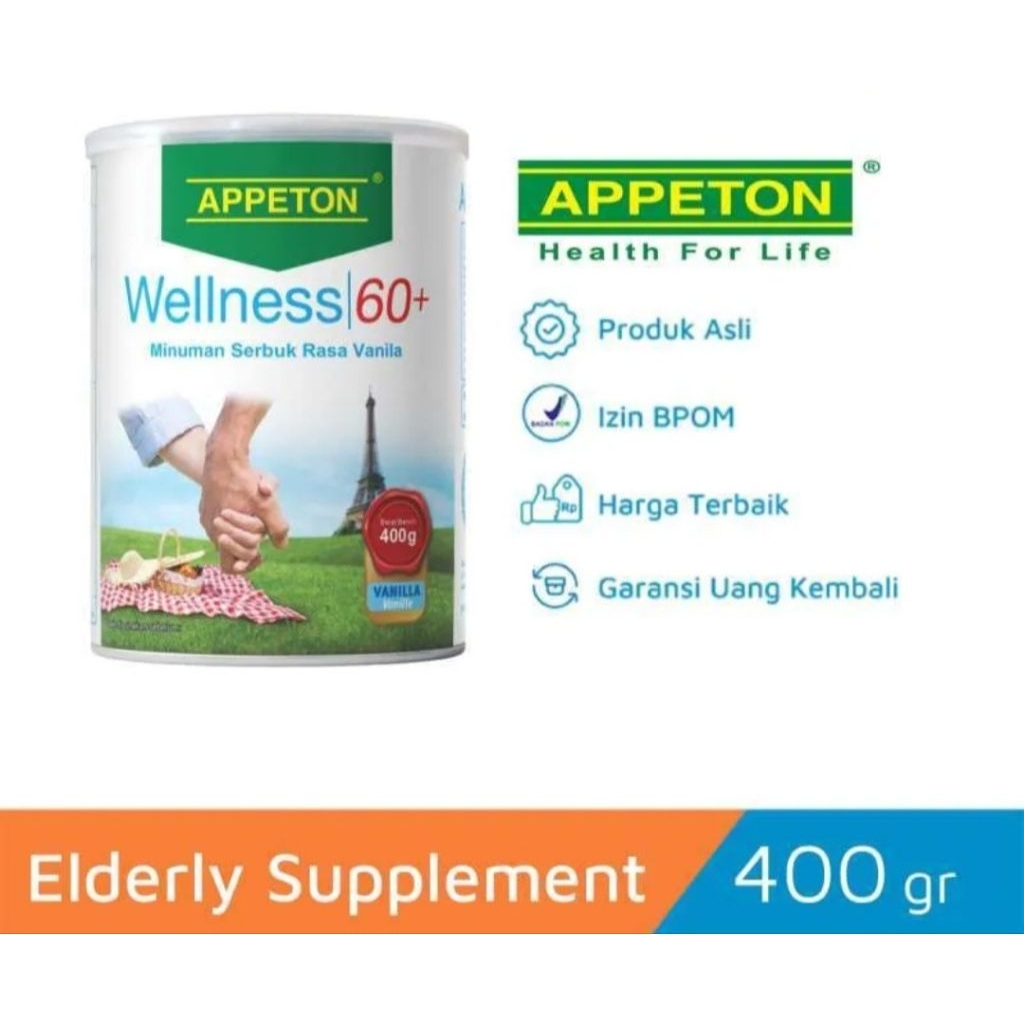 Appeton 60+ Susu Kesehatan Lansia / Orang Tua Rasa Vanila 400 gram