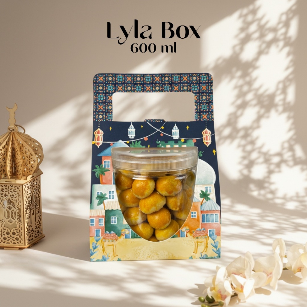 IS KATANNISA Lyla Box 600 Ml Box Hampers Lebaran Ekslusif Toples Jar Tabung Kue Kering 600 Ml Design